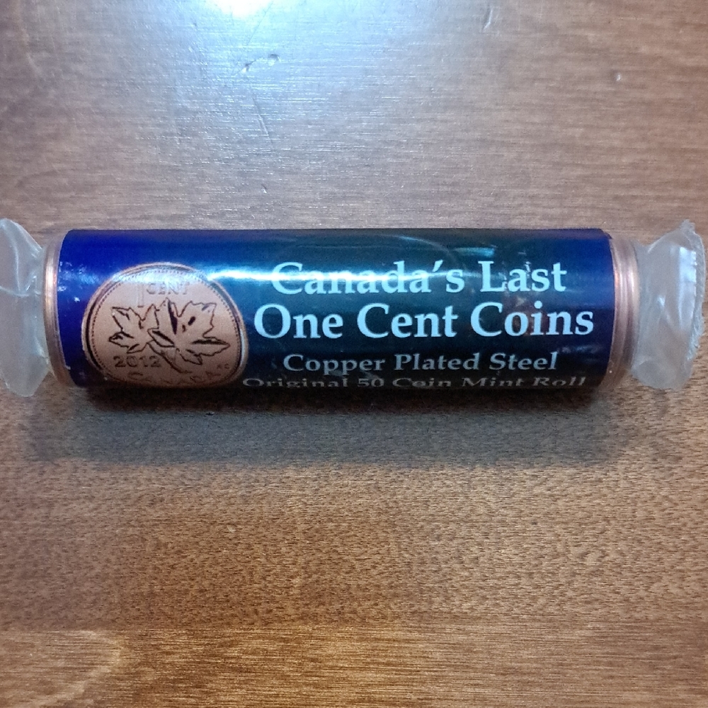 Canada's Last One Cent Coins Roll - Copper Plated Steel